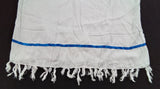 Hebrew Israelite 100% Rayon Pullover Shirt with Fringes & Ribband of Blue - Youth Sizes (White)