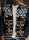 Northern Kingdom Button-down Shirt with Fringes (Dark Blue)
