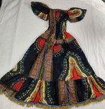 Vestido de princesa hebreo israelita con top elástico y flecos dorados