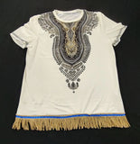 Hebrew Israelite Dashiki Print Shirt with Fringes
