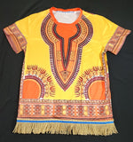 Hebrew Israelite Dashiki Print Shirt with Fringes
