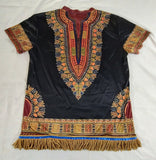 Hebrew Israelite Dashiki Print Shirt with Fringes