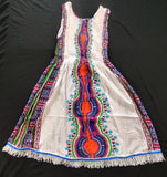 Hebrew Israelite Dashiki Print Stretch-top Dress with Gold Fringes