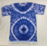 Hebrew Israelite Embroidered Tie-dye Dashiki w/ White Fringes (Blue)