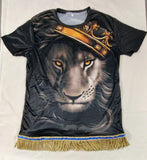Hebrew Israelite (Royal Black) Lion of Judah Shirt w/ Fringes