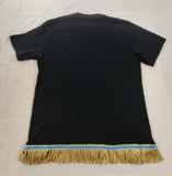 Camiseta hebrea israelita con YHWH (en hebreo antiguo) y Menorá Sagrada con flecos dorados o plateados premium