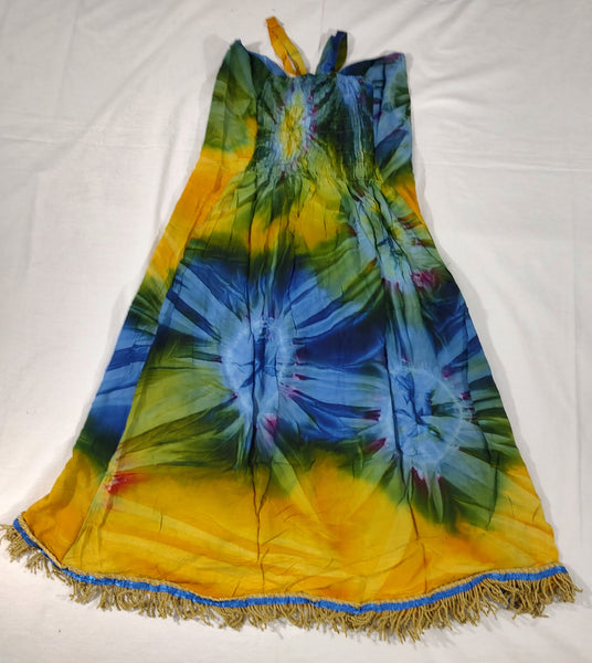 Hebrew Israelite Tie-Dye Front Ruffle Dress with Gold Fringes The Seed of Jacob.com Hebrew Israelite Tie-Dye Front Ruffle Dress with Gold Fringes The Seed of Jacob.com