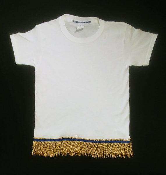 Hebrew Israelite T-Shirt with Fringes - Youth Sizes (White) 6T / Hand-Cut