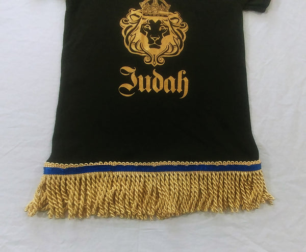 Hebrew Israelite T-Shirt with Fringes - Youth Sizes (White) 6T / Hand-Cut