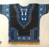 Hebrew Israelite Dashiki w/ Fringes  (Black/Blue)