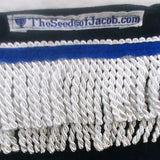 Hebrew Israelite Embroidered Tie-dye Dashiki w/ White Fringes (Blue)