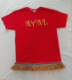 Camiseta hebrea israelita con YHWH (en hebreo antiguo) y flecos dorados premium