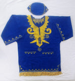 Hebrew Israelite Embroidered Dashiki w/ Fringes (Blue)