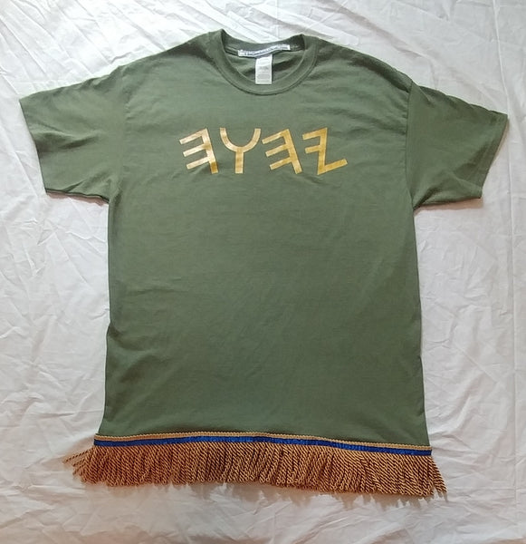 Hebrew Israelite T-Shirt w/ Yhwh (in Ancient Hebrew) & Premium Gold Fringes on Sale 5XL / Black Thinner