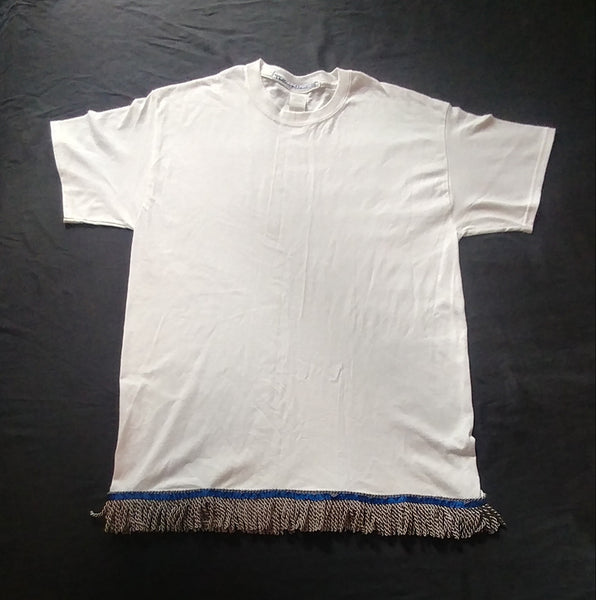 Hebrew Israelite T-Shirt w/ Premium Silver Fringes (Dark Blue)