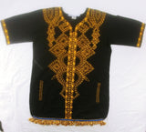 Dashiki estilo túnica bordado israelita hebreo con flecos dorados