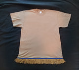 Camiseta hebrea israelita con flecos dorados - TALLA MEDIANA SOLAMENTE (TAN)