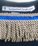Hebrew Israelite T-Shirt w/ Premium Silver Fringes (Dark Blue)