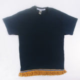 Camiseta hebrea israelita con flecos dorados premium (azul oscuro)
