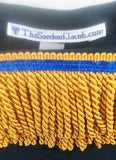 Camiseta hebrea israelita con flecos dorados premium (azul oscuro)