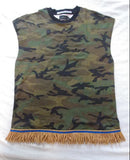 Camiseta sin mangas de algodón pesado israelita hebrea con flecos de lingotes negros o dorados (camuflaje)