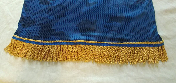 Customized Orange/Yellow/Black Hebrew Israelite Dashiki W/Gold Fringes &  Blue Embedded Ribband (2XLarge)