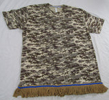 Camiseta hebrea israelita (Desert Camo) con flecos premium marrones u dorados