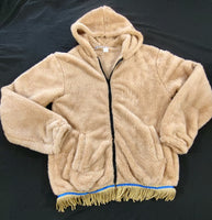 'Lamb's Wool' Light Hooded Jacket with Fringes