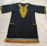Hebrew Israelite Embroidered Dashiki Shirt w/ Gold Fringes