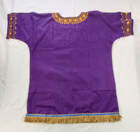 Hebrew Israelite Embroidered Dashiki w/ Gold Fringes or Tassels (Purple)