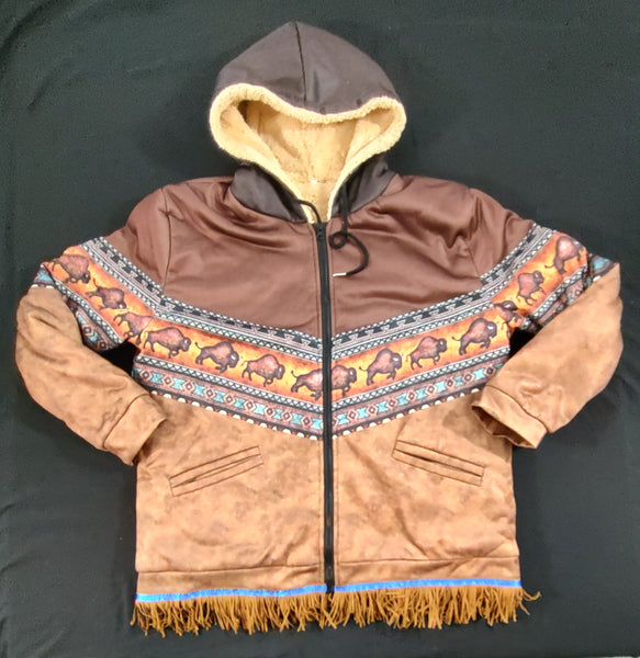 Northern Kingdom Tribe of GAD Hooded Jacket with Suede Fringes