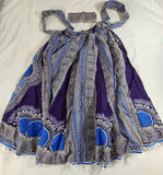 Hebrew Israelite (African Print) Skirt w/ White Fringes & Matching Headwrap (Purple)