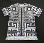 Hebrew Israelite Geometric Pattern T-Shirt with Fringes