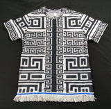 Hebrew Israelite Geometric Pattern T-Shirt with Fringes