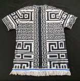 Hebrew Israelite Geometric Pattern T-Shirt with Fringes