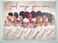 "God says you are..." Canvas on Wood Frame Wall Hanging