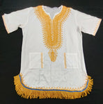 Hebrew Israelite Embroidered Dashiki w/ Gold Bullion Fringes