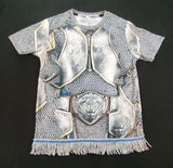 Hebrew Israelite 'Warrior of Judah' Armour Print Shirt w/ Silver Fringes