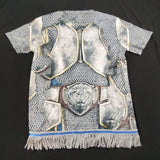 Hebrew Israelite 'Warrior of Judah' Armour Print Shirt w/ Silver Fringes