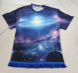 Hebrew Israelite 'Starry UFO Chariot' T-Shirt w/ Blue or Purple Fringes