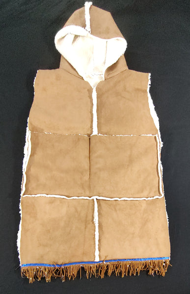 Hebrew Israelite 'Sheepskin' Hodded Garment with Suede Fringes