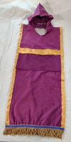 Hebrew Israelite Purple Hooded 'Suede' Garment with Gold Fringes