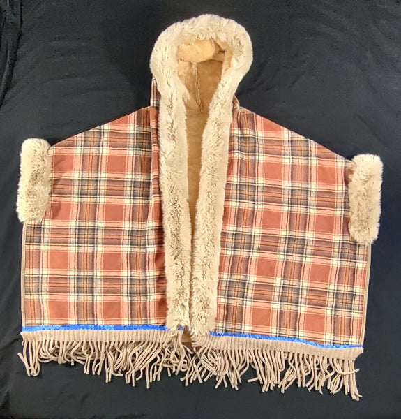 Hebrew Israelite Luxurious Winter Poncho with Hood & Fringes