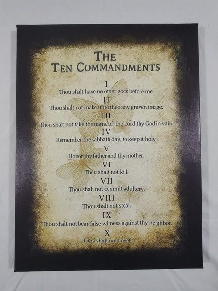 "The Ten Commandments" Canvas on Wood Frame Wall Hanging