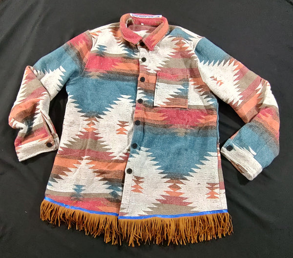 Camisa/chaqueta de franela pesada hebrea israelita del Reino del Norte/GAD con flecos de ante