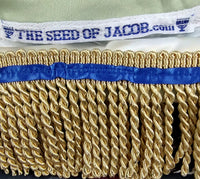 Camiseta hebrea israelita con YHWH (en hebreo antiguo) y Menorá Sagrada con flecos dorados o plateados premium