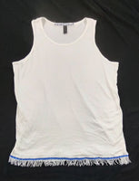 Hebrew Israelite Tank Top Shirt w/ Extra Thin Fringes (White)