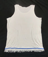 Hebrew Israelite Tank Top Shirt w/ Extra Thin Fringes (White)