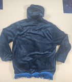 'Lamb's Wool' Light Hooded Jacket with Fringes (Dark Blue)