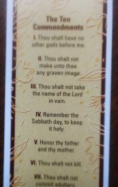 "The Ten Commandments" Bible Bookmark